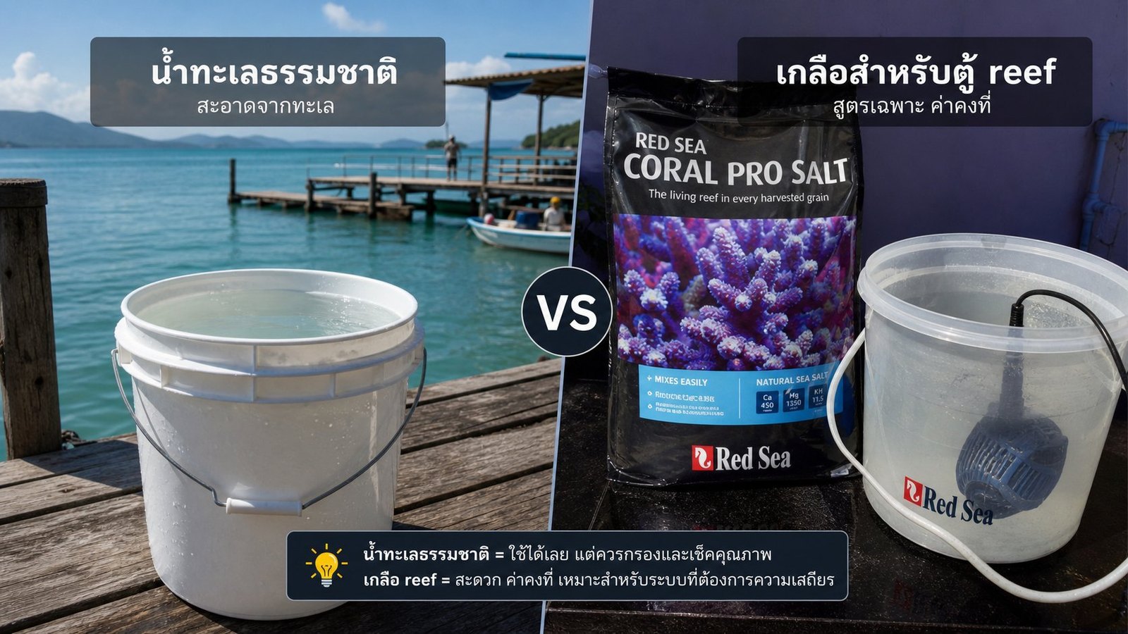 น้ำทะเลจริง vs เกลือผสม: ใช้อะไรดี เก็บจากไหนได้บ้าง และต้องบำบัดยังไง