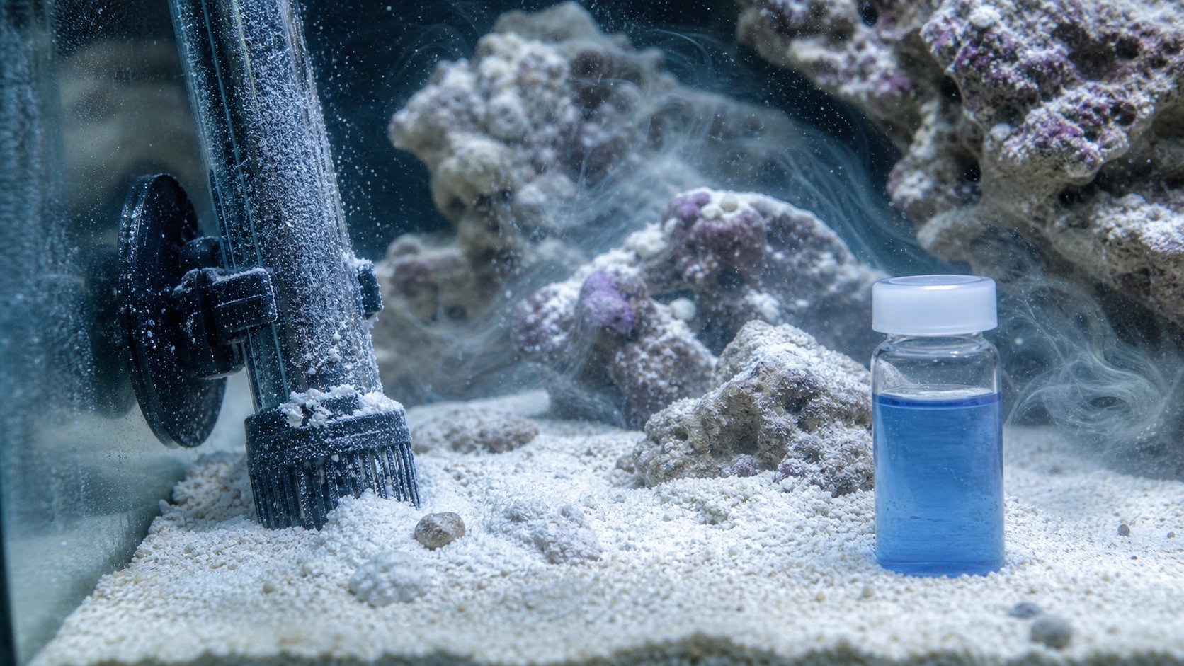 Alkalinity หายไปโดยไม่มีปะการัง: ฟองขาว/ตกตะกอนคือตัวการ